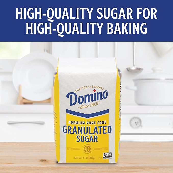 Domino® Granulated Sugar, 4 lb Bag of Premium Pure Cane Sugar (Pack of 2) with Bonus Brand Recipe