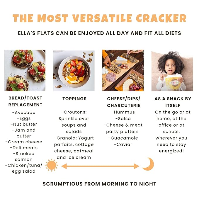 ELLA’S FLATS® Everything All Seed Savory Crisps – All Natural, Gluten Free, Good Source of Protein