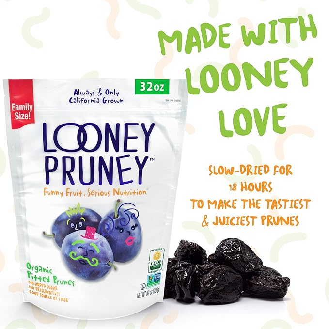 Looney Pruney Organic Pitted Dried Prunes for the Entire Family | Always California-Grown | Kosher