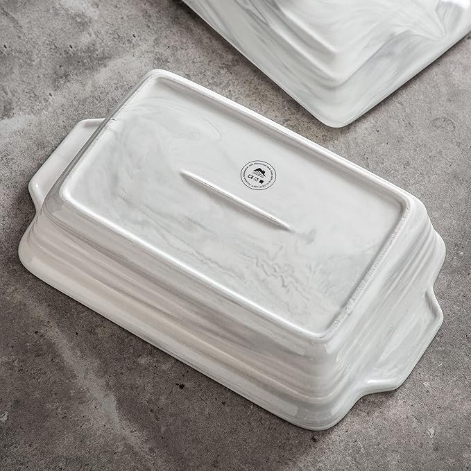 MALACASA Large Casserole Dish with Lid, 4.4 Quart Ceramic Baking Dish for Oven, 13 x 9 Lasagna Pan