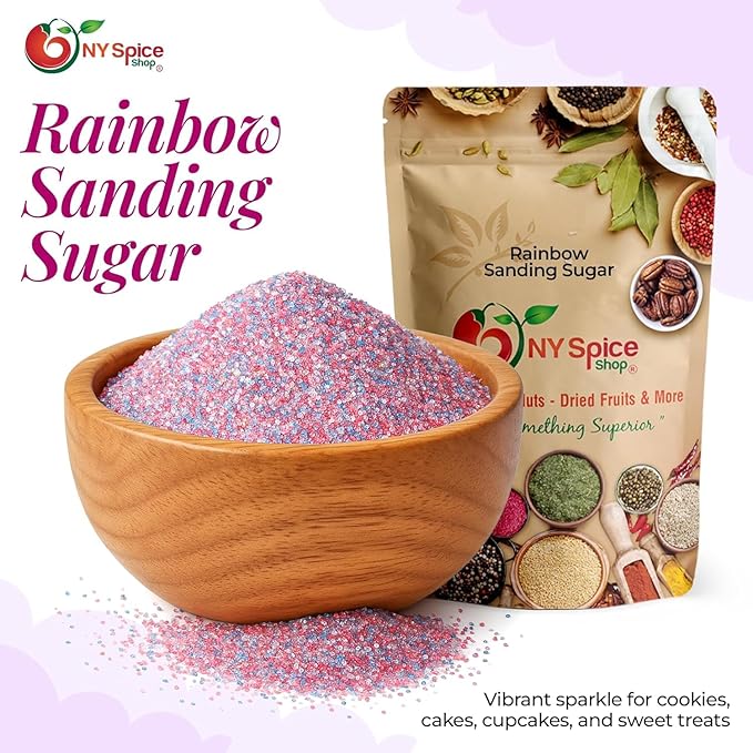 NY Spice Shop Rainbow Sanding Sugar - 4 Ounce Sweet Colorful Edible Sprinkles For Candy Dish