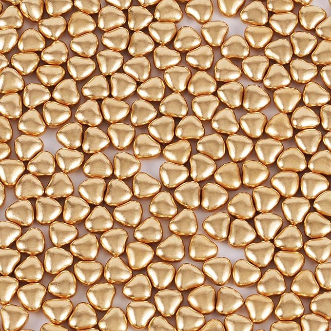 Kasvan Gold Heart Shapes Sprinkles - Edible Candy Pearls 100g/3.58 Oz, Mix Size, Baking Cake