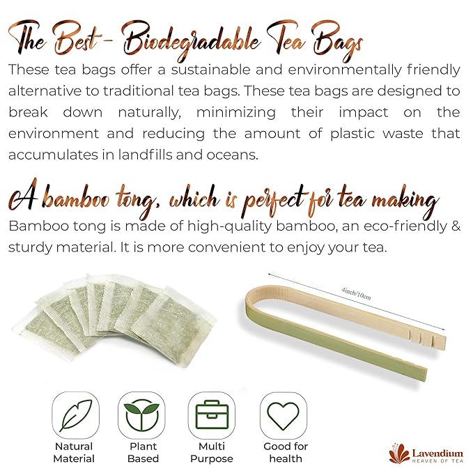 Lavendium, 40 Pure Cinnamon Tea Bags, Made of 100% Natural Cinnamon Sticks, Herbal Tea, No