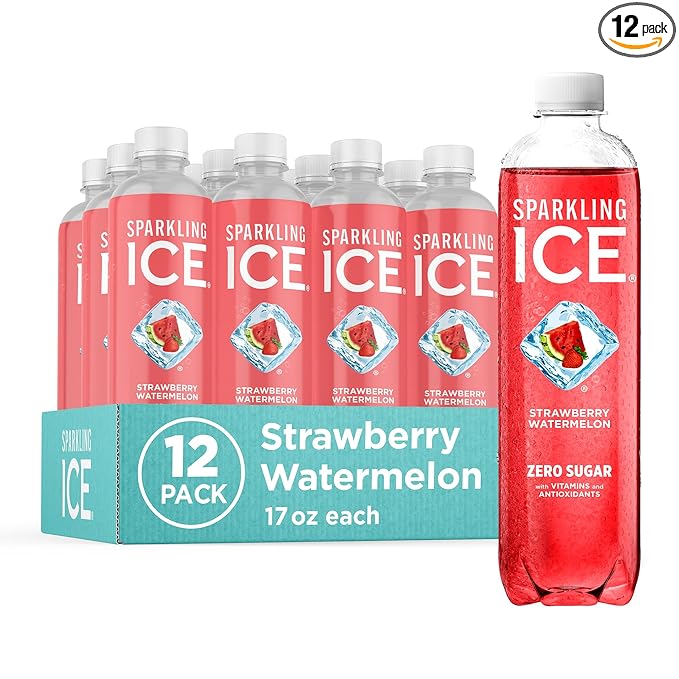 Sparkling Ice, Strawberry Watermelon Sparkling Water, Zero Sugar Flavored Water, with Vitamins and