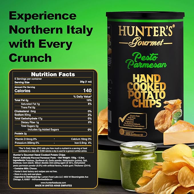 Hunter's Gourmet Hand-Cooked Chips | Made in a Nut-Free Facility | Premium Gourmet Snack | Travel