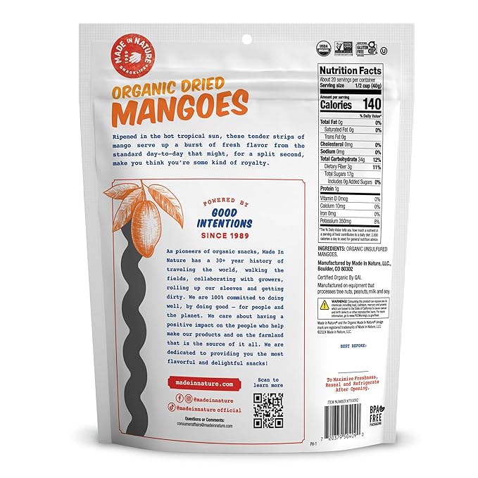 Made In Nature Organic Dried Mangoes, 28 Ounce (Pack of 1) ??Vegan Snack, Non-GMO, Unsulfured