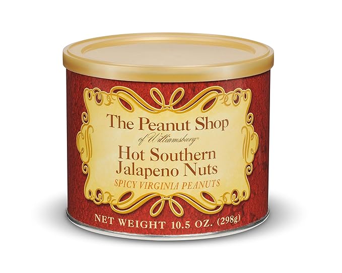 The Peanut Shop of Williamsburg Spicy Williamsburg Peanuts with Jalapeno, Onion, Garlic, Hot Nuts