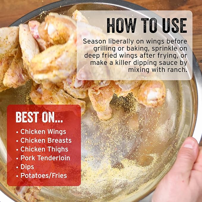 PS Seasoning Spicy Dill Pickle Wing Rub - Hot Chicken Seasoning with Vinegar, Red Pepper, Dill