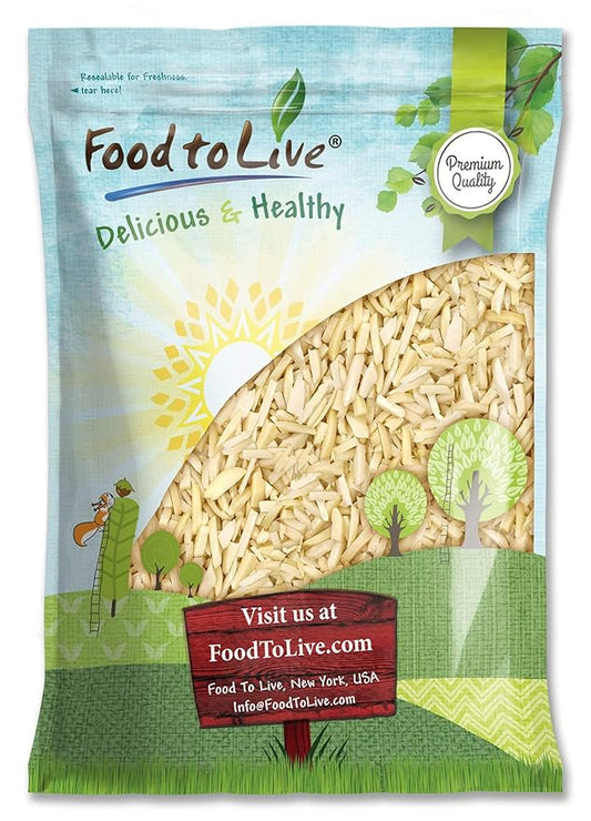 Food to Live - Blanched Slivered Almonds, 25 Pounds Chopped Raw Blanched Almonds, Unsalted, Vegan