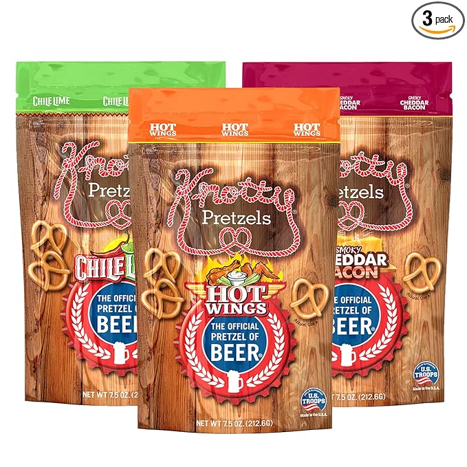 Knotty Pretzels ???쏷he Official Pretzel of Beer??7.5 Ounce Pretzel in Resealable Snacks Bags