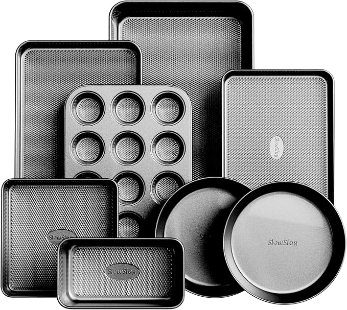Nonstick Baking Pans Set, 8-Piece Stackable Bakeware Sets, Non-Toxic Oven Pan Set, Includes Baking