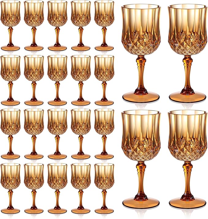XUWAIDSGN 7oz Plastic Vintage Wine Glasses Drinking Glasses Unbreakable Wedding Glassware Crystal