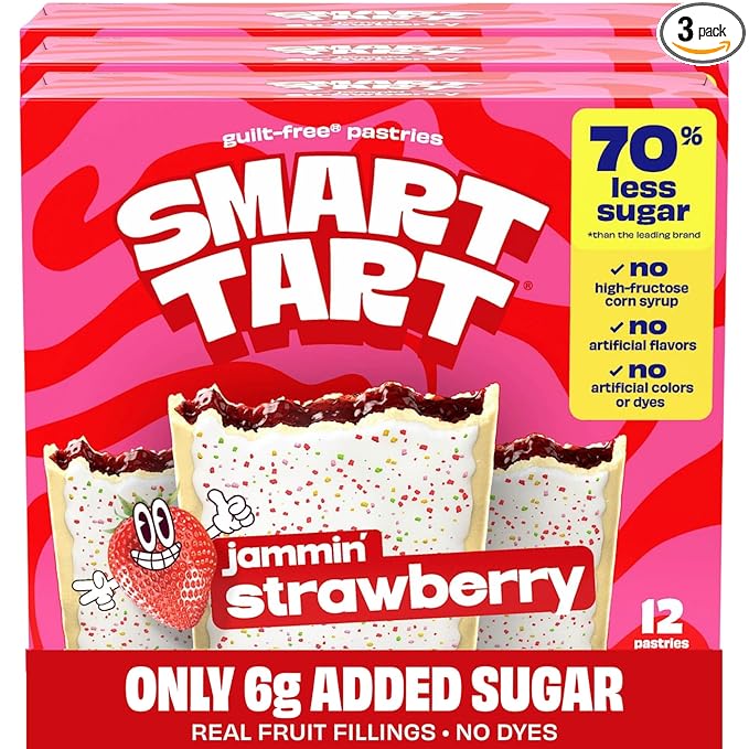 Smart Tart Toaster Pastries - No Artificial Colors or Flavors, 70% Less Sugar, Healthy Kids Snacks