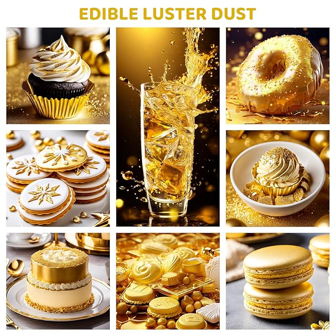 Luster Dust Edible - 15 Grams Food Grade Cake Dust Shimmer Powdered, Cherrysea Powder Luster Dust