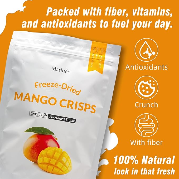 MATINÉE Freeze Dried Mangoes, Dehydrated Fruit, Dried Fruit Snack for Baking, Yogurt & Kids