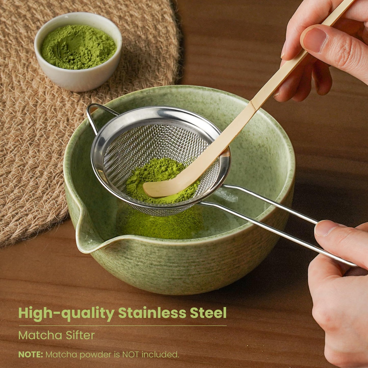 Matcha Whisk Set, Ceramic Bowl Matcha Kit & Handcrafted Bamboo Chasen, Complete 5 Pcs Matcha Set