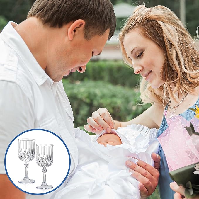 XUWAIDSGN 48 Pcs 7oz Plastic Vintage Wine Glasses Drinking Glasses Unbreakable Wedding Glassware