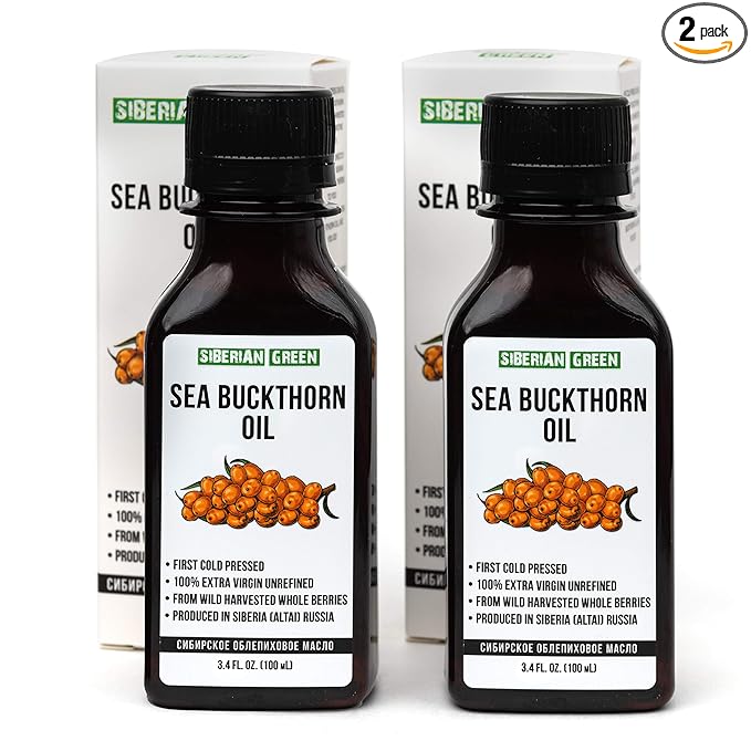 2 Pack - Siberian Sea Buckthorn Seed Oil | 100% Natural Extra Virgin Cold Pressed 2x100 ml / 6.8 fl