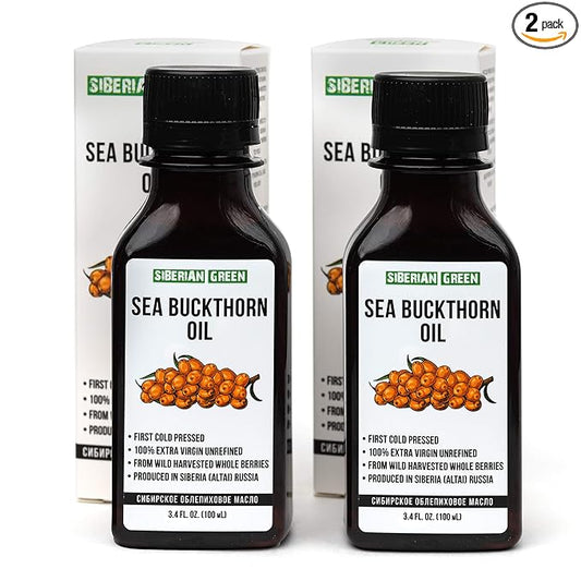 2 Pack - Siberian Sea Buckthorn Seed Oil | 100% Natural Extra Virgin Cold Pressed 2x100 ml / 6.8 fl
