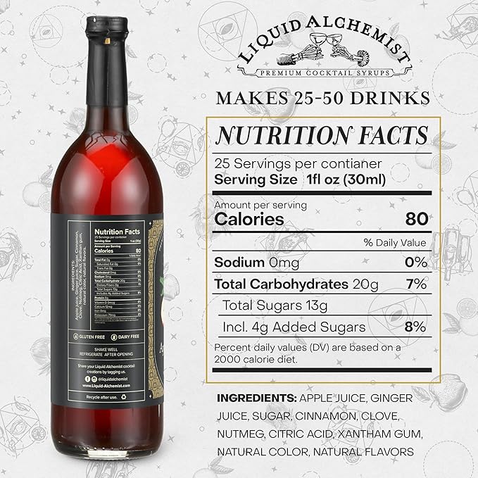 Liquid Alchemist Apple Spice Syrup for Cocktails - Real Ingredients Make our Apple Syrup for Drinks