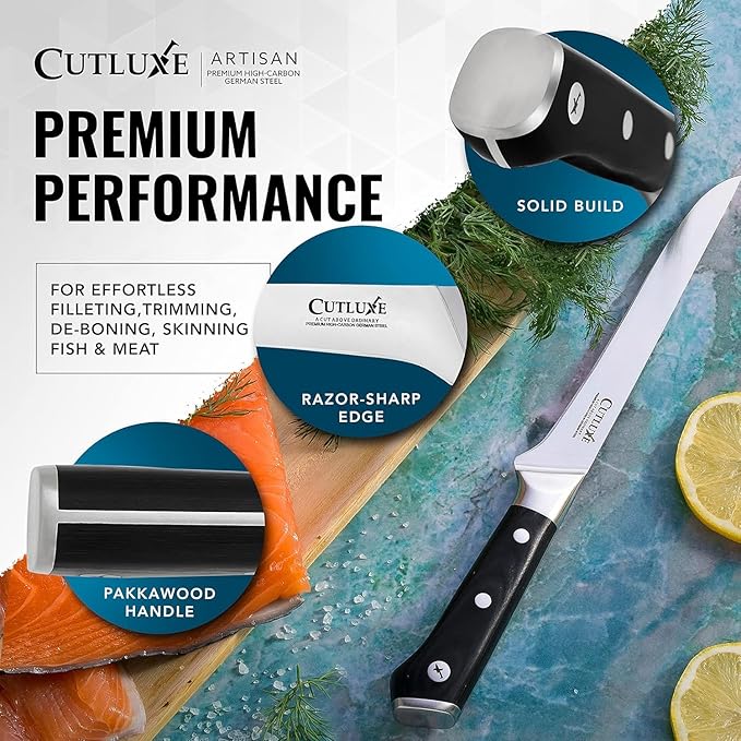 Cutluxe BBQ Carving Knife Set – Brisket Slicing and Boning Knife for Meat Cutting – Professional