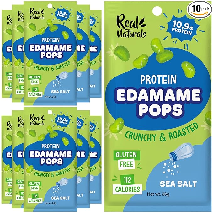 Crunchy roasted Edamame Beans snack (10 Pack sea salt) high Protein snack dry roasted edamame.