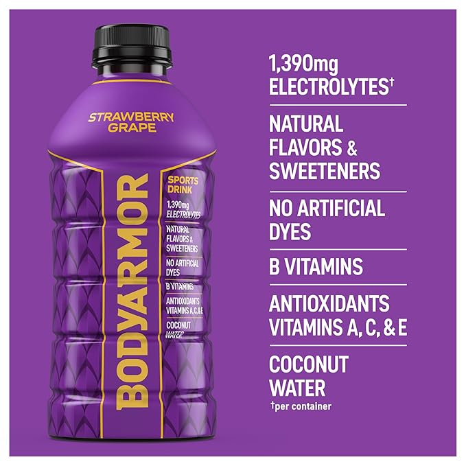 BODYARMOR Sports Drink Sports Beverage, Strawberry Grape, Coconut Water Hydration, Natural Flavors