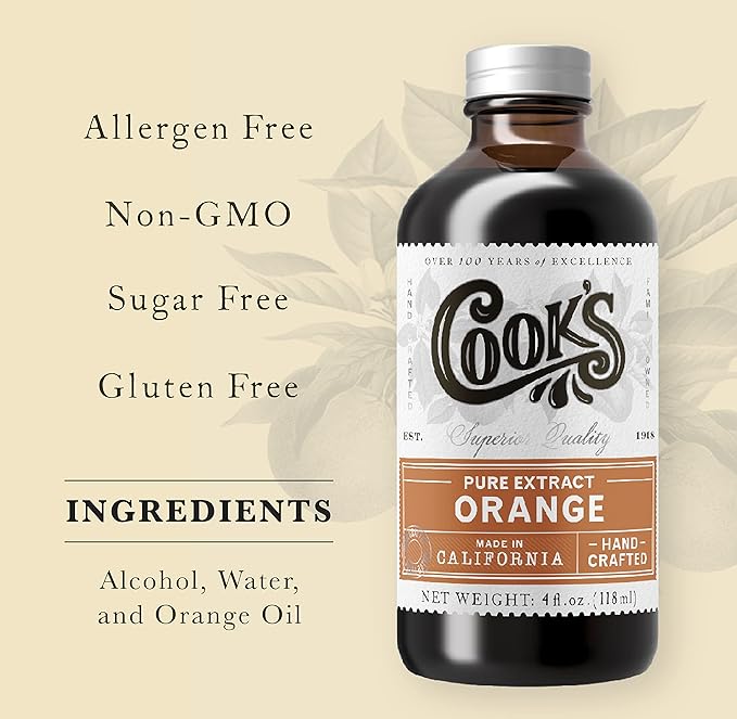 Cook's Pure Orange Extract From Florida Oranges | For Ice Cream, Cakes, Breads, Cookies and Drinks