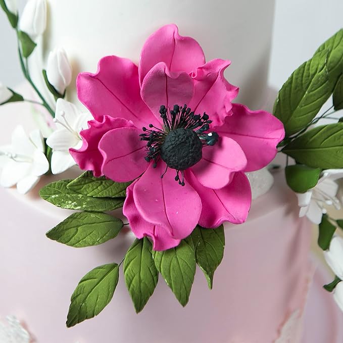 Global Sugar Art Anemone Wind Flower Sugar Cake Flowers Hot Pink, 3 Count by Chef Alan Tetreault