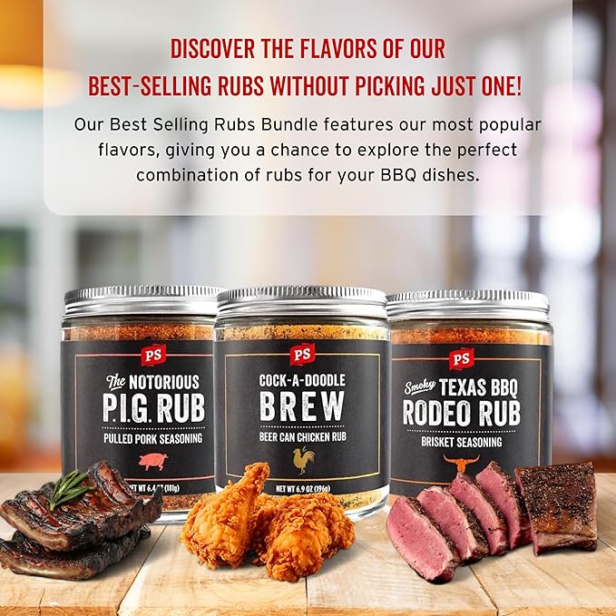 PS Seasoning Dry BBQ Rub Variety Pack - Notorious PIG, Cock-A-Doodle Brew, Texas Rodeo - BBQ