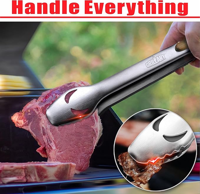 GRILLART BBQ Tools Grill Tools Set -18Inch Grilling Tools BBQ Set - Grill Accessories w/BBQ Tongs