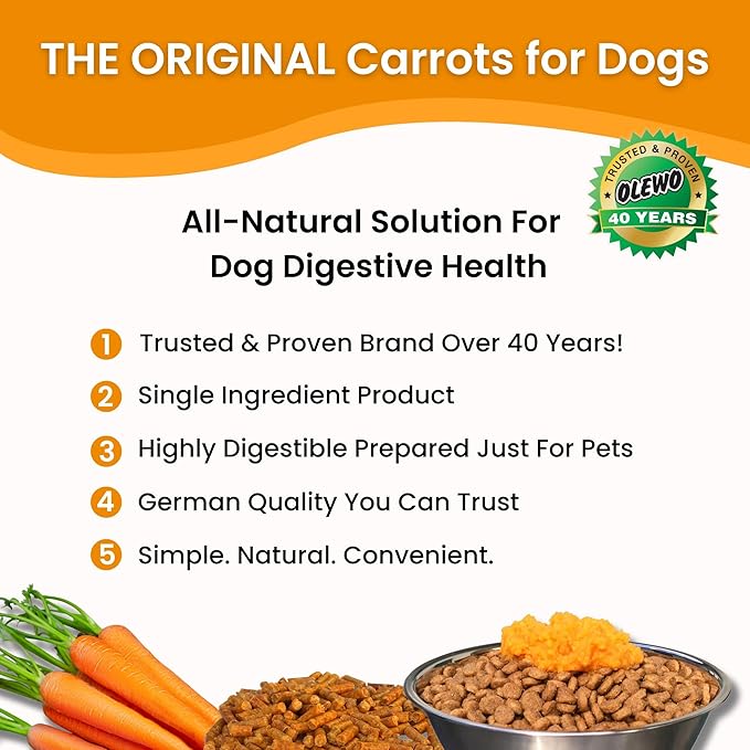 Olewo Original Carrots for Dogs ??Fiber for Perfect Poop, Dog Food Toppers for Picky Eaters