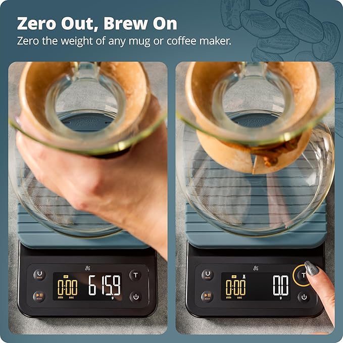 Greater Goods 0.1g Precision Coffee Scale with Timer – 3kg Digital Scale for Pour-Over, Espresso