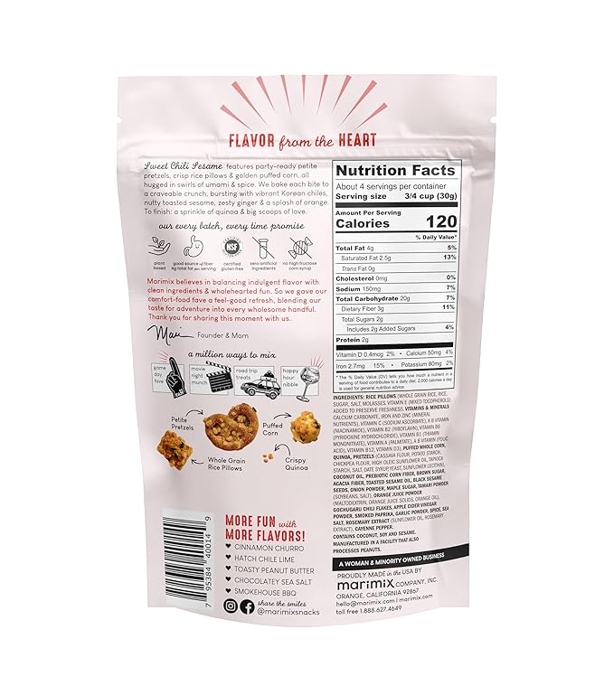 Marimix Snack Mix | Sweet Chili Sesame 3 Pack | Crunch Baked Sweet & Salty Savory Plant Based