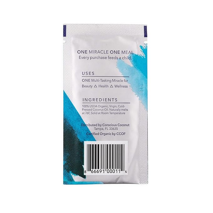 Conscious Coconut Individual Coconut Oil Packets, Certified Organic, Fair Trade Travel Coconut Oil