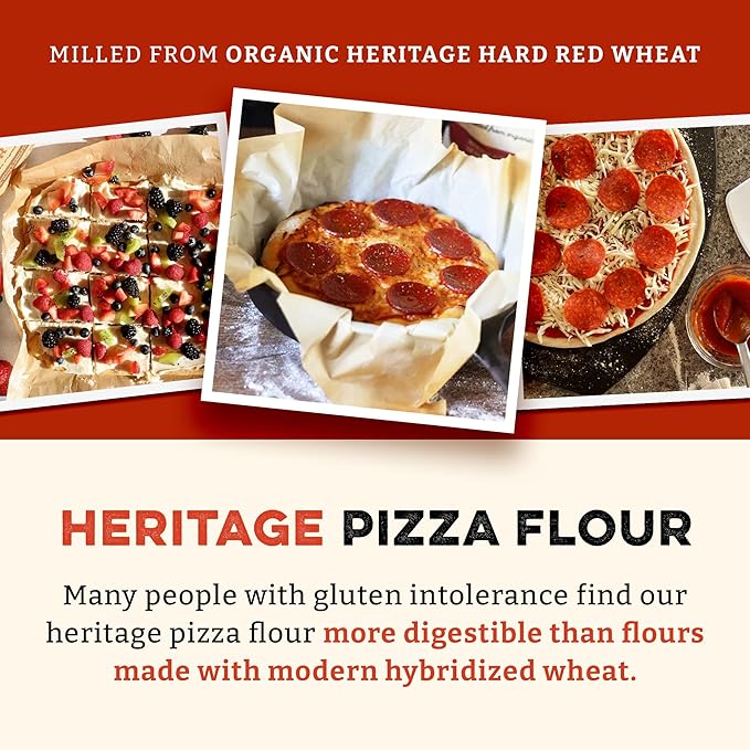 Sunrise Flour Mill USDA Organic Heritage Pizza Flour - 2 lbs | Organic Milled Flour from Hard Red