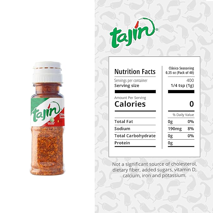 Tajín Clásico Chile Lime Seasoning Mini Display 0.35 oz, 40 Mini Bottles (Pack of 1)