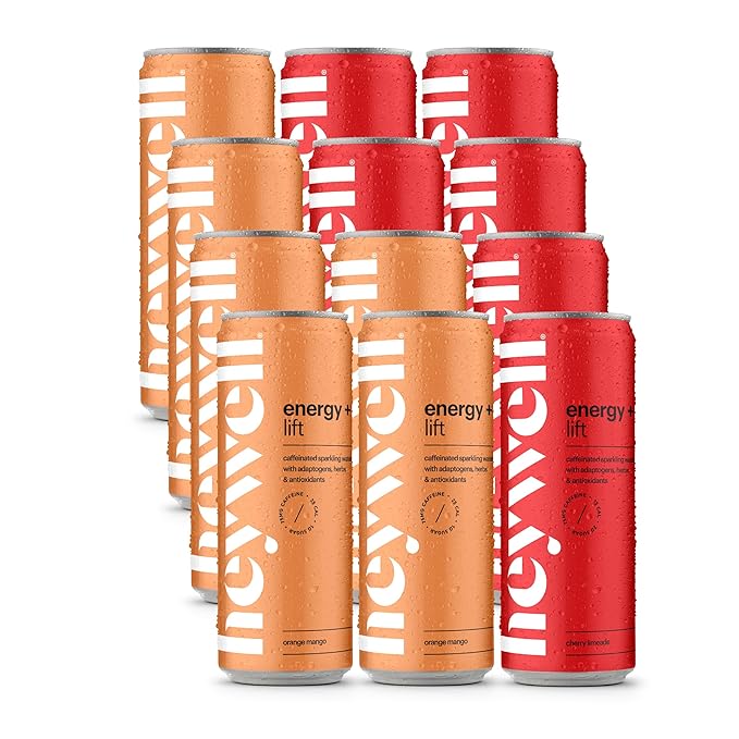 Heywell Sparkling Adaptogenic, Lift Variety Pack, 12 Fluid Ounce (Pack of 12) - Organic, Non GMO