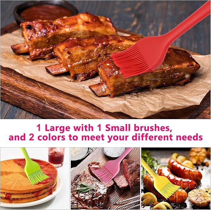 Silicone Basting Pastry Brush Set 2 Pack Heat Resistant Spread Oil Butter Sauce for BBQ Grill