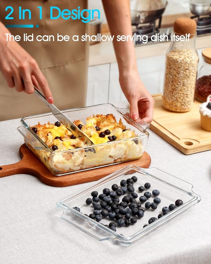 NUTRIUPS Rectangular Glass Casserole Dish With Lid Glass Bakeware Microwave Casserole Dish Lidded