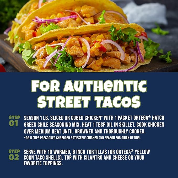 Ortega Street Taco Seasoning Mix, Hatch Green Chili, 1 Ounce