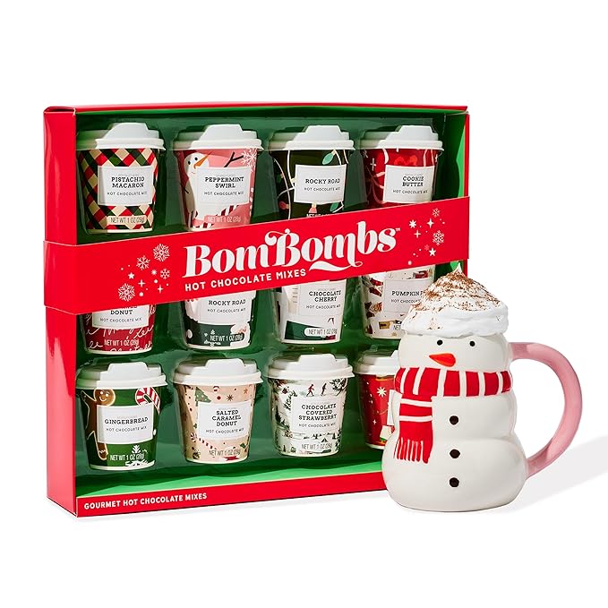 BomBombs Mini Hot Chocolate Gift Set with Holiday Packaging, Dessert Flavors Include Rocky Road