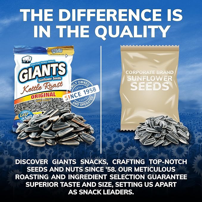 GIANTS Kettle Roast Sweet & Salty Sunflower Seeds - Sunflower Seeds Bulk, Sunflower Seed Snack