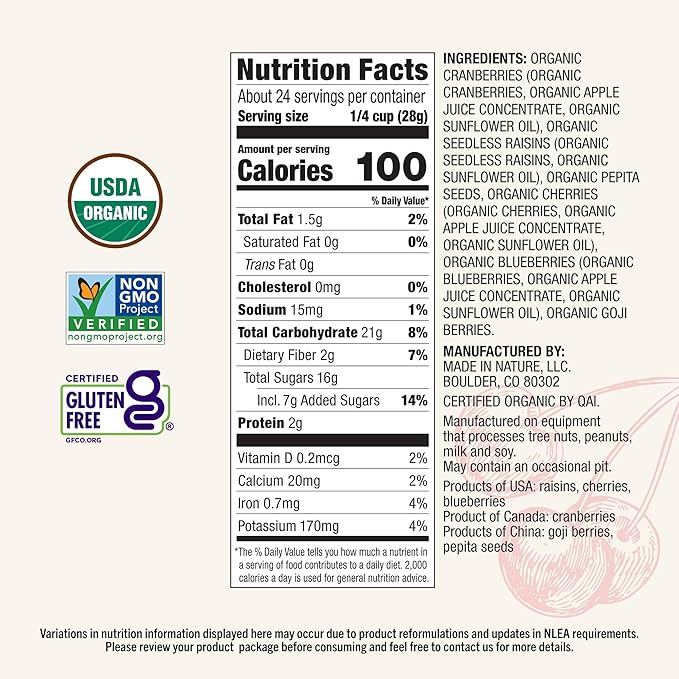Made in Nature Organic Superberry Fruit Fusion, 24 Ounce (Pack of 1) ??Fruit and Nut Trail Mix