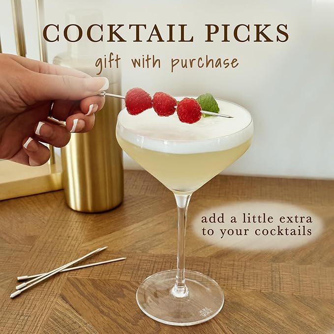 PURE MORA The Remy Coupe - Set of 4, 8oz Handblown Premium Crystal Martini Glasses for Cocktail