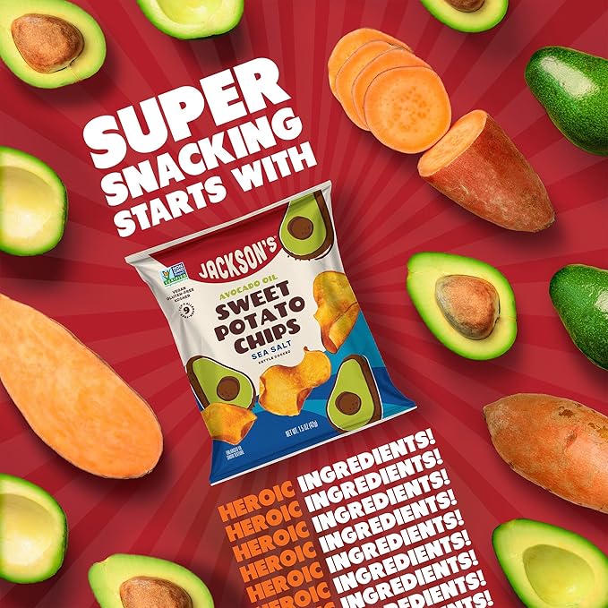 Jackson???Sweet Potato Kettle Chips with Sea Salt made with Premium Avocado Oil (1.5 oz, Pack of