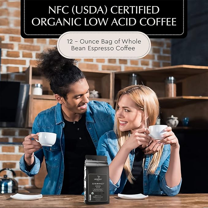 Lifeboost Organic Espresso Beans Whole - Non-GMO Low Acid Single Origin Organic Espresso Coffee