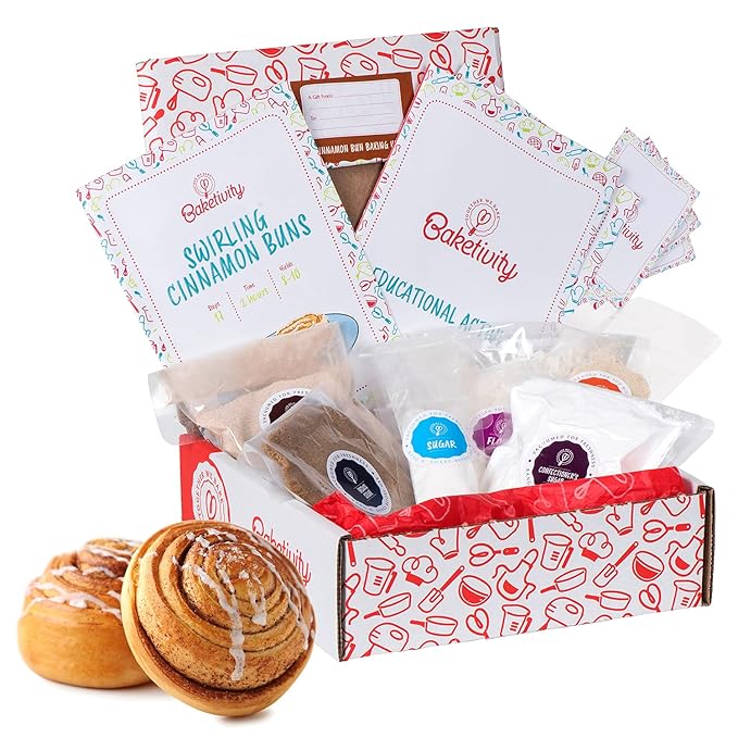 BAKETIVITY Kids Baking DIY Activity Kit - Bake Delicious Cinnamon Buns with Pre-Measured
