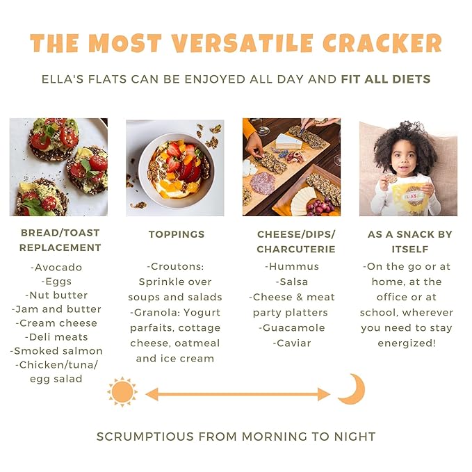 ELLA’S FLATS® Sesame All Seed Savory Crisps – All Natural, Gluten Free, Good Source of Protein