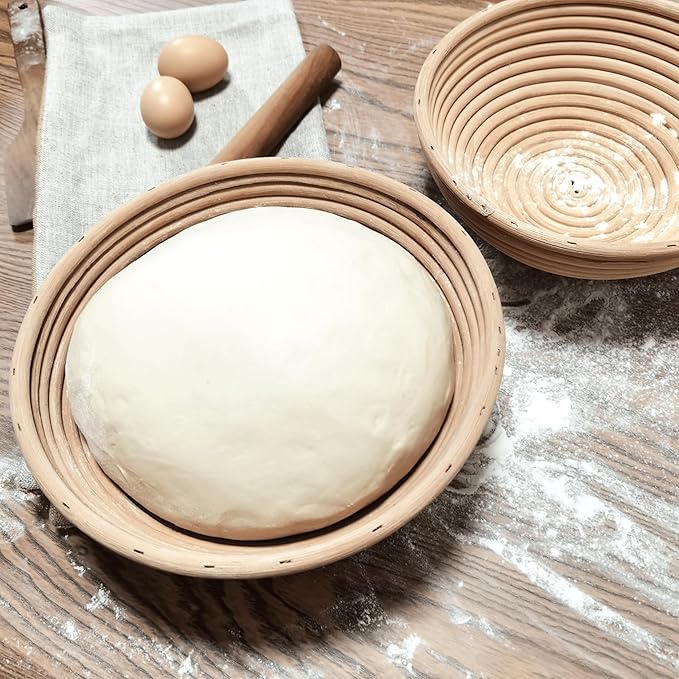 Banneton Bread Proofing Basket,9 Inch Round + 9.8 Inch Round Sourdough Proofing Baskets with